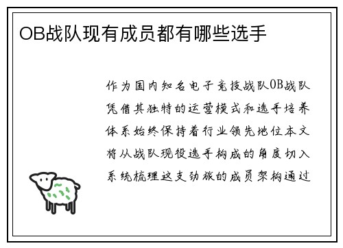 OB战队现有成员都有哪些选手